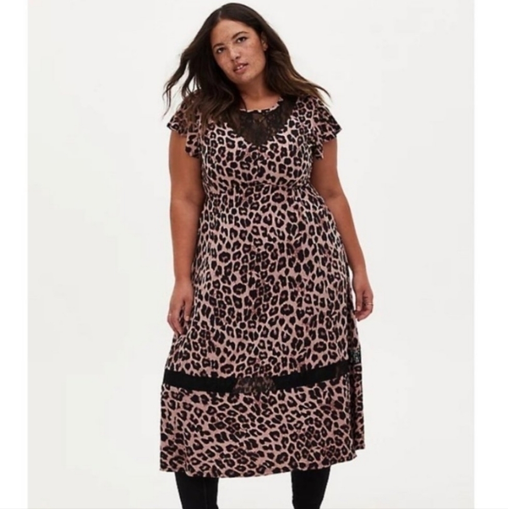 Torrid | NWOT Leopard Lace Studio Knit Midi Dress With Pockets Size 6‎ 6X
